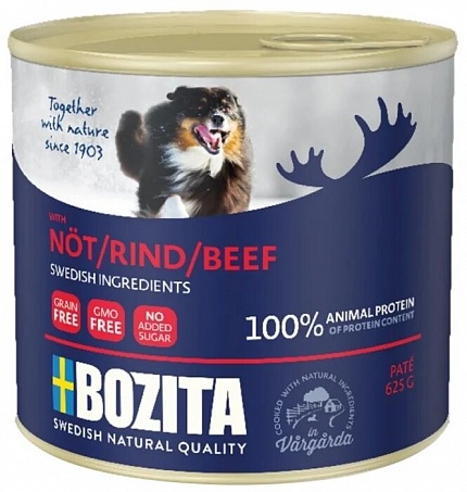Влажный корм для собак Bozita беззерновой, говядина 625г